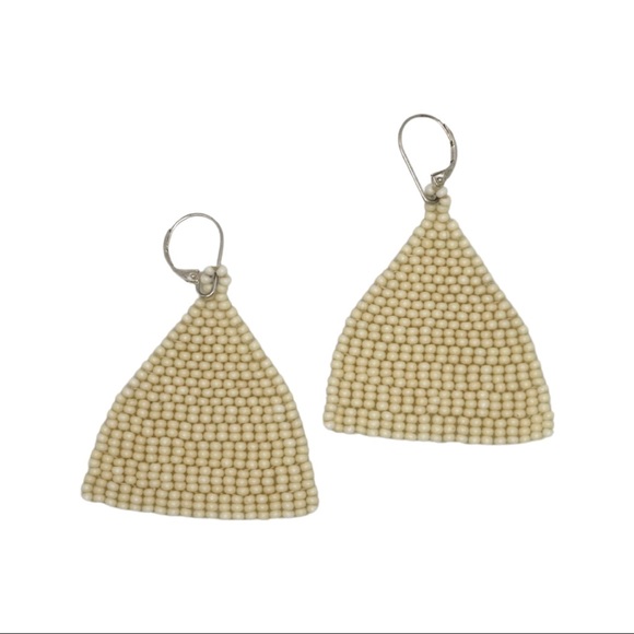 HANDMADE GLASS EARRINGS | Beehive Small Batch Handwoven Seed Bead Earrings Mono - Picture 7 of 7